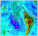 12 hour NAM forecast of critical thicknesses with mean vertical velocities and mean relative humidity in the 850-500 MB layer. Used for making precipitation type forecasting, snow vs freezing etc.